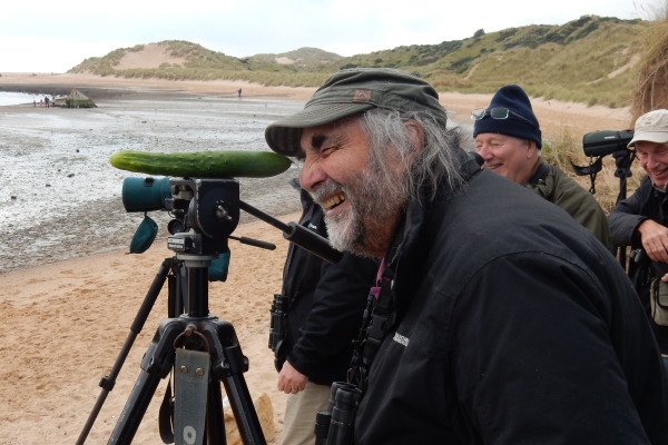 Pete Massey with his new scope. Ythan Estuary. © Mark Ponsford, 2015
