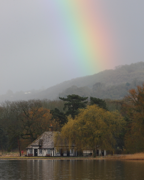 Rainbow over the Fishing Lodge (aka The Hut). 11th April 2013. 